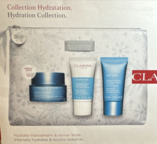NEW Clarins Hydration Collection: Hydra-Essentiel, fresh scrub, SOS Hydra pouch