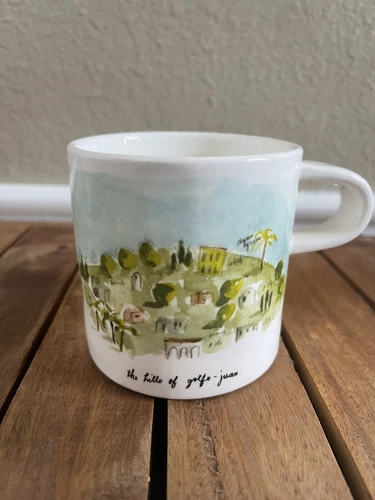 Rare Rae Dunn 2018 Boutique French Sketch Mug “The Hills of Golfe-Juan” Magenta
