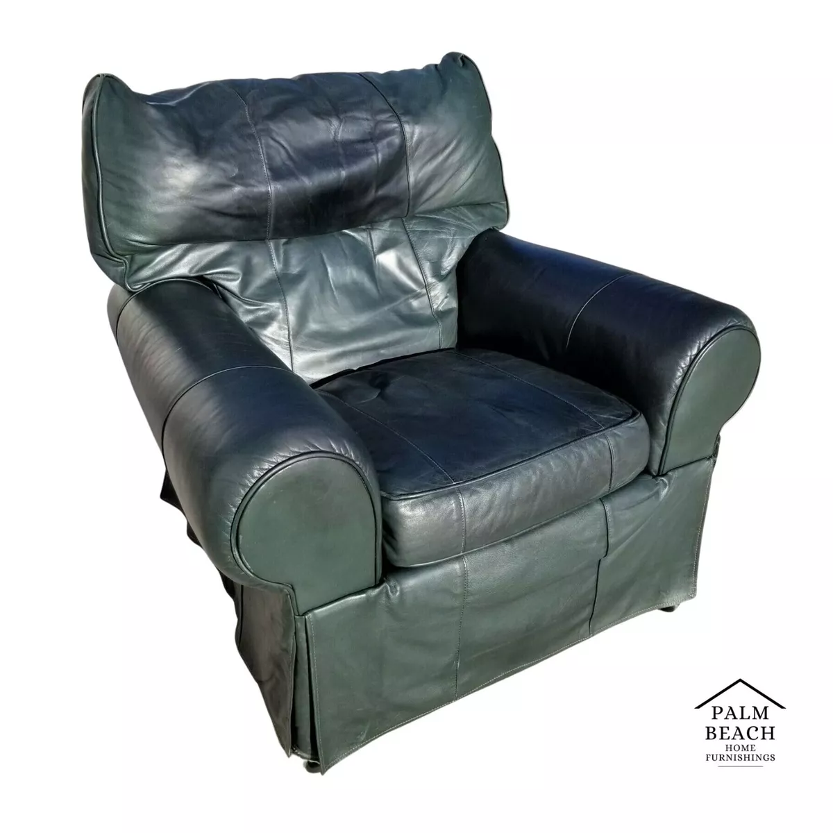 MCM LEATHERCRAFT Easeback Recliner Skirted Leather Lounge Club