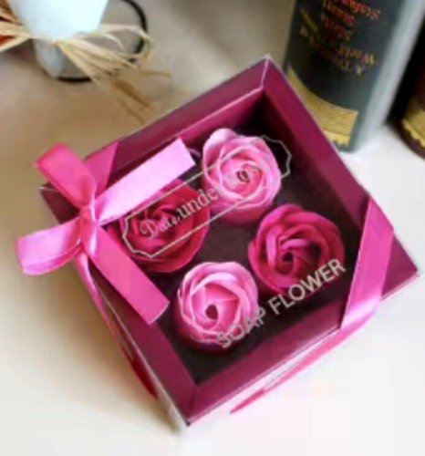 Pink Roses Birthday Gift Boxed Artificial Flower Scented Bath Soap All Occasions