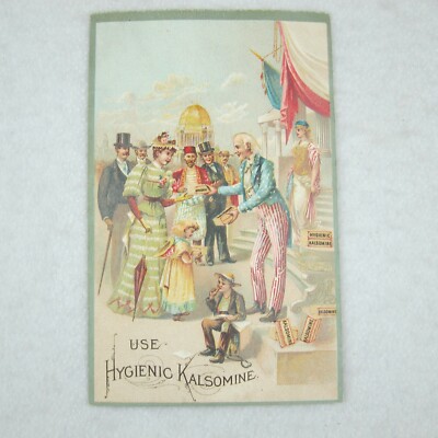 Antique Victorian Trade Card Kalsomine Paint Uncle Sam 1893 World Columbian Expo
