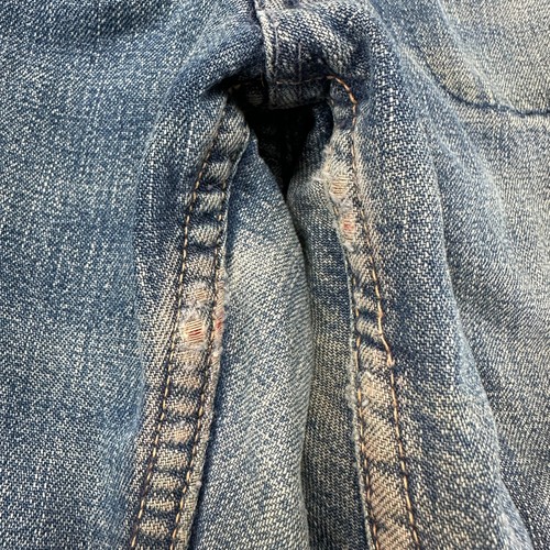 VINTAGE Carpenter Jeans Boys 24x27 Blue Flannel Lined Distressed Denim 50s 60s - Picture 5 of 21