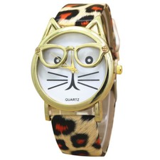 1Stk Kinder Digitale Uhr Leopard Band Armbanduhren Pu Strap Edelstahl Uhr Frauen