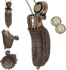 Handmade 1920's English Coin Purse Antique French Gate Top Purse Retro A