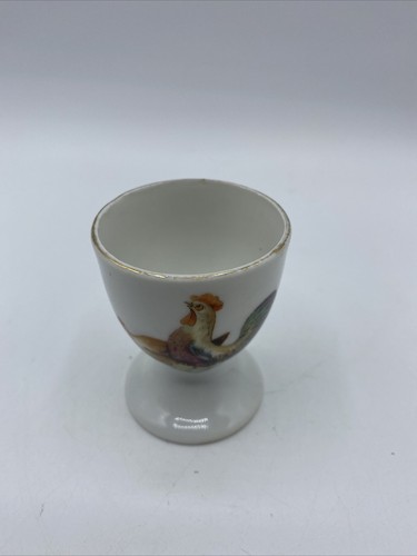 Crowing Rooster Egg Cup Hen Victoria Austria Ceramic 2.5" White Vintage - 第 1/10 張圖片