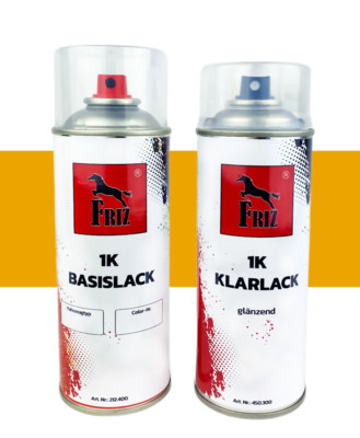 FRIZ Spraydosen Set 400ml für Audi LZ1A / Z1A Vegasgelb + 400ml Klarlack
