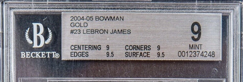 LeBron James Topps Bowman Gold #23 BGS 9 2004 con 9,5 subs, 5 de Gem Mint Prizm Foto 3 de 4