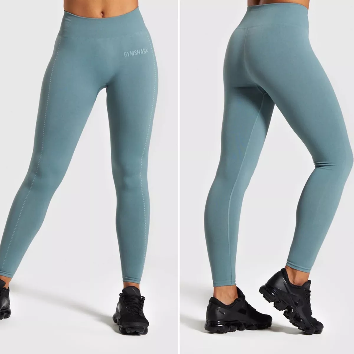 GYMSHARK Seamless Ankle Length Leggings Story Turquoise Blue Stretch Size  XS