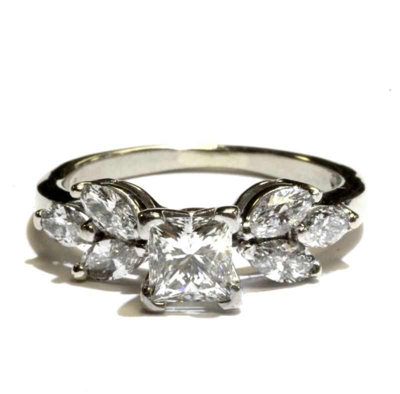GSI certified 14k white gold 1.32ct princess diamond engagement ring 3.9g size 6