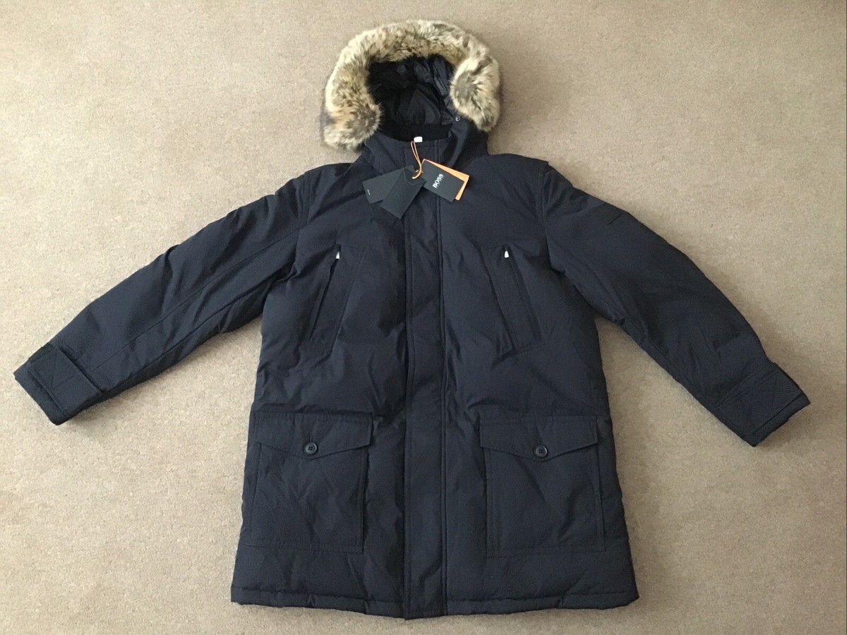 Faux Fur Hugo Boss Fur Hood Coat Hugo Boss Relaxed-fit Faux Fur