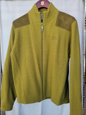 Mens 100 % Wool Helly Hansen Full Zip Sweater Size Medium.  C35