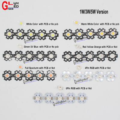 1W 3W 5W Watt High Power LED SMD Chip Beads White Royal Blue Red RGB With PCB