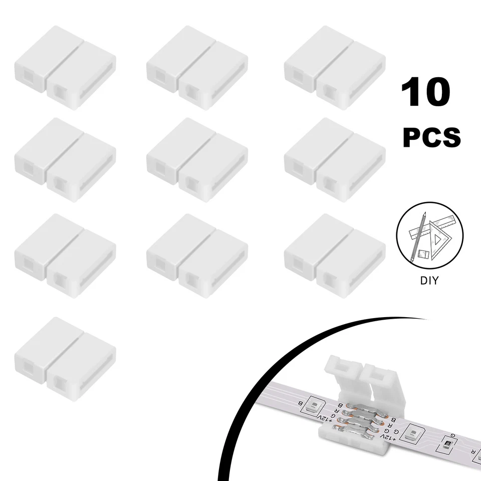10pc 10mm 4Pin Solderless Connector Clip-on Adapter for 5050 RGB LED Strip Light - Image 3 of 4