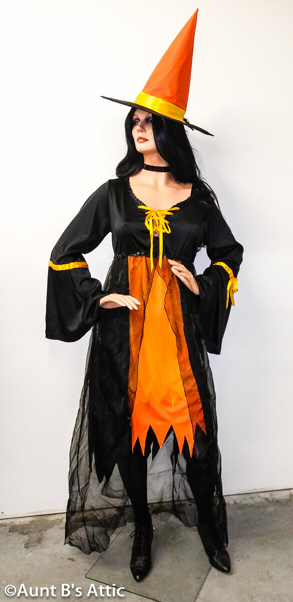 orange and black witch dress Lava Diva Bewitching Women's Plus Size Adult Halloween Costume, Size: XXL