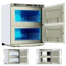 Double-Doors 32L Hot Towel Cabinet Warmer UV Sterilizers Salon Beauty Equipment