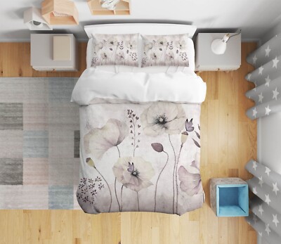 3D Flower Butterfly A113 Bed Pillowcases Quilt Duvet Cover Set Queen King Amy 23