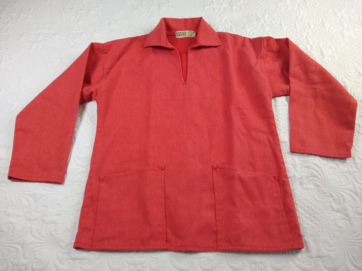 Kinsale Fisherman Smocks M-m(lrg) /W-xl Red Denim Pullover Vtg