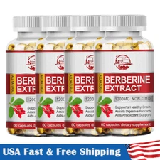 Premium Berberine HCL Extract Capsules, Healthy Cholesterol & Low Blood Sugar