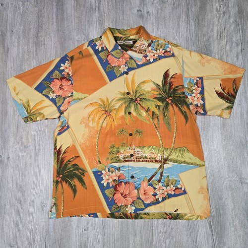 Men's Tommy Bahama Silk Tropical Resort Palm Trees Short Sleeve Shirt - XL - Picture 2 of 4