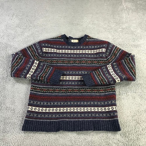 American Eagle Sweater Mens Extra Small Pullover Fair Isle Lambswool Blue Red