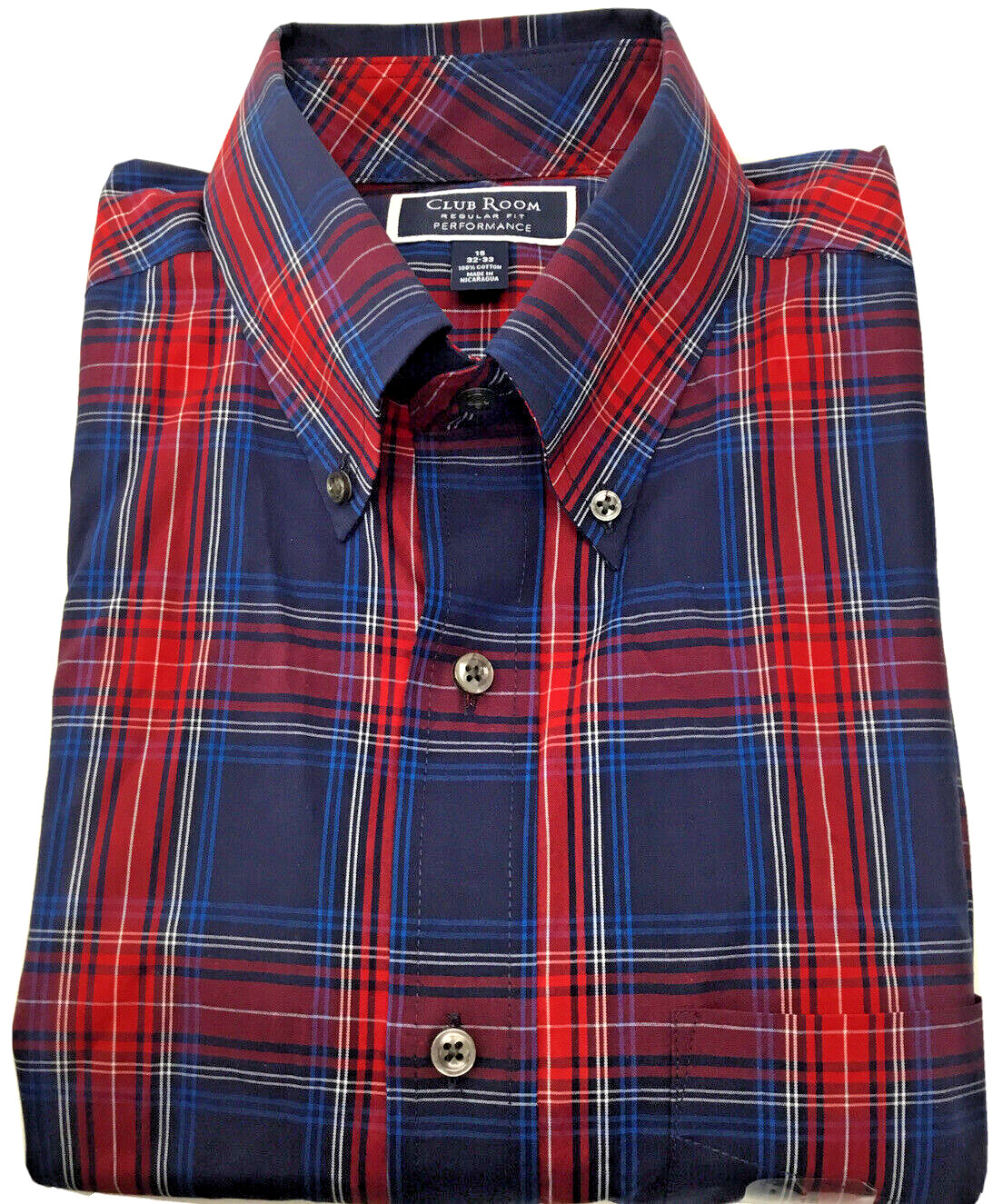 Хлопчатобумажная рубашка Club Room Mens Performance Regular Fit, темно-красная, 15(32/33)