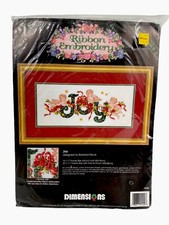 VTG  94 Dimensions JOY Christmas Cherubs Ribbon Embroidery Kit 16  x 7  