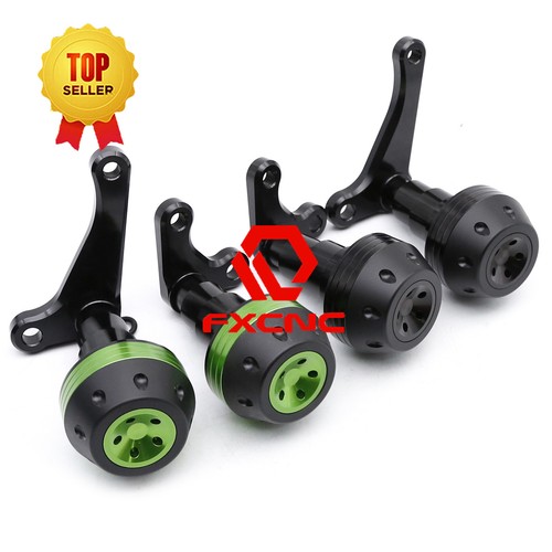 FXCNC CNC Motorcycle Frame Sliders Crash Protector Pads For ZX14R 2006-11 Green - Bild 11 von 11