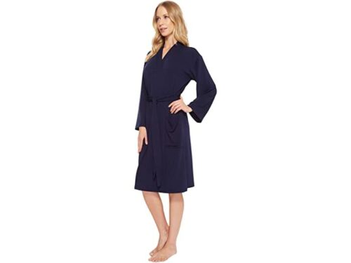 New~Natori~Navy Blue Wrap Robe Kimono Sleepwear Lounge Bathrobe~Size Small S - Picture 4 of 4