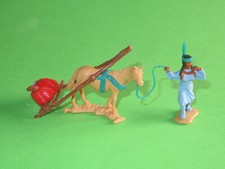 Timpo Toys  -  Indianerin mit Travois und Pferd