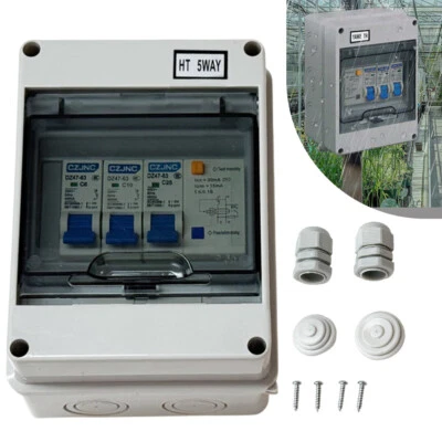 5 Way Garage Shed Camper Van Caravan Consumer Unit Fuse Box with RCD and 2 x MCB - image 1 of 4