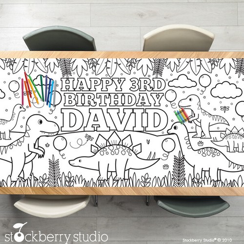 Dinosaur Coloring Tablecloth Birthday Party Decorations T-Rex Party Games - 第 1/3 張圖片