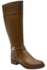 Michael Kors Women's Kincaid Leather and Logo Riding Boot Luggage