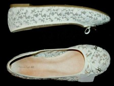 American Eagle Youth Girls' Erin White Embroidered Floral Ballet Flat Shoes