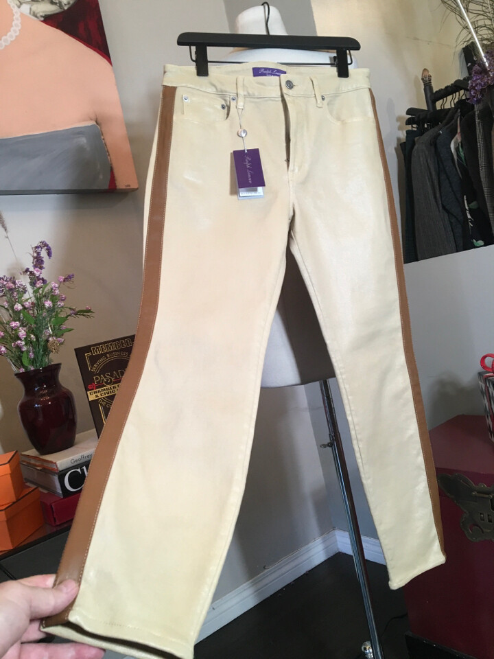 Ralph Lauren Cotton Leather Trim Tuxedo Jeans 2676-5-101020 image 6