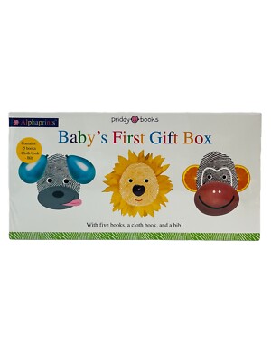 Alphaprints Baby s First Gift Box (5 Books/Cloth Book/Bib) Baby Books NEW Sealed