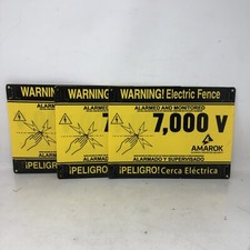 WARNING ELECTRIC FENCE ALARMED AND MONITORED 7,000 V  AMAROK PELIGRO CERCA{QTY3}