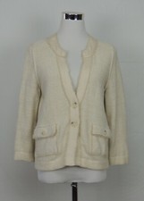 Banana Republic Blazer Jacket Coat Cream Gold Specks Pocket Work Classic L P