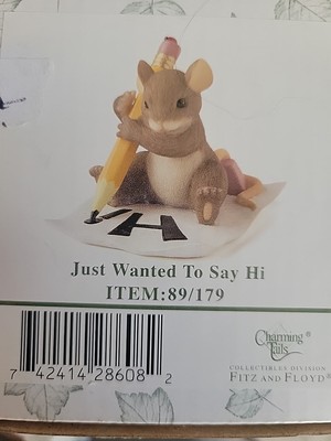 Fitz and Floyd Charming Tails Just Wanted to Say HI Figurine NEW in BOX