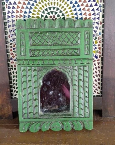 Wooden hand carved green mirror frame - Picture 5 of 5