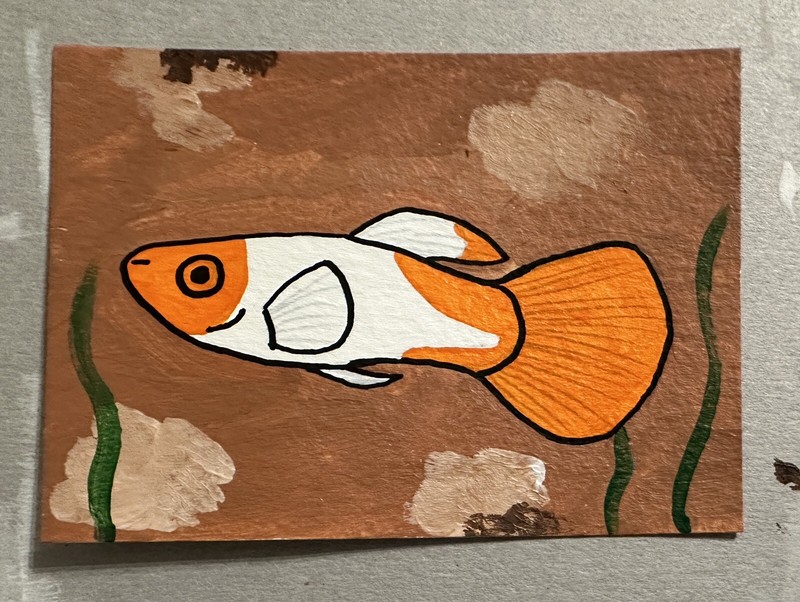 Original ACEO Art Card - Guppy Fish - 2.5 in x 3.5 in Acrylic Painting