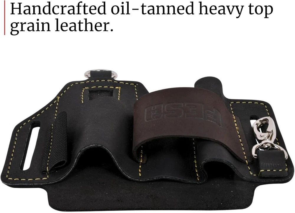 Multi Tool Utility Belt Sheath Black Top Grain Leather EDC Pouch Organizer Mens