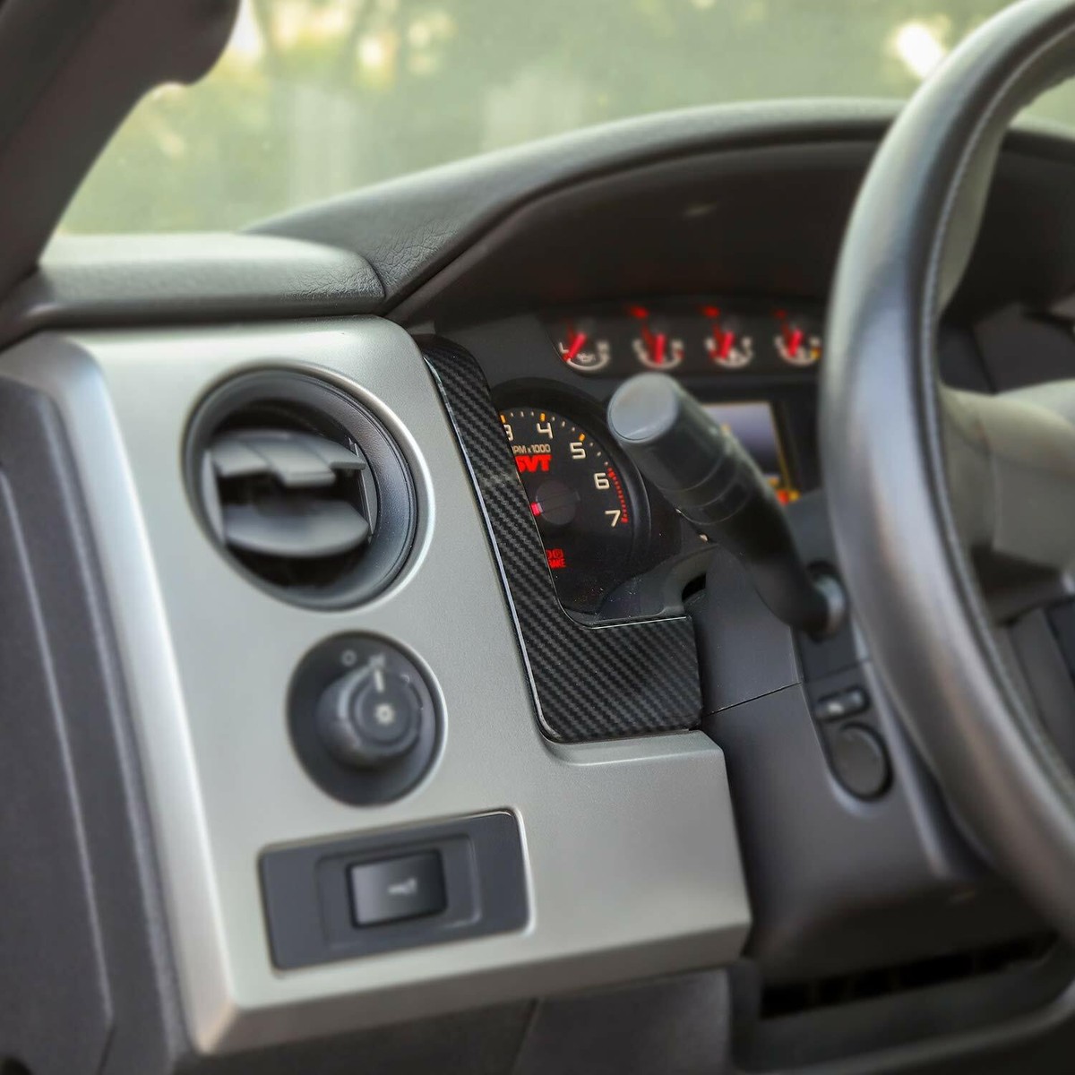 SHINEKA Carbon Fiber Grain Dash Cover Trim (2-Piece) – For Ford F-150 2009-2014