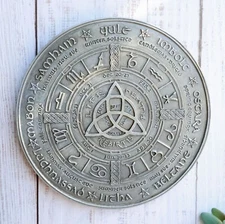 Celtic Trinity Triquetra Knot With Wicca Symbols Wheel of The Year Wall Plaque