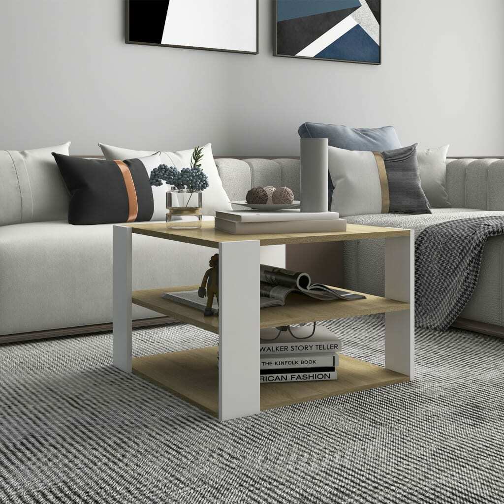 Coffee Table Sonoma Oak and White 23.6