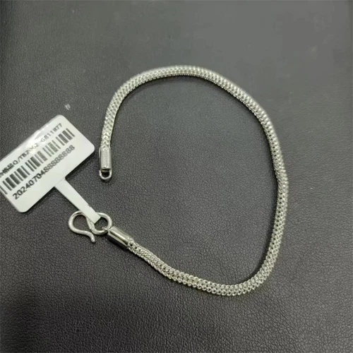 Pure Platinum 950 Chain Men Women Lucky 2.5mm Braided Wheat Bracelet 6.21g/7inch - Picture 9 of 9