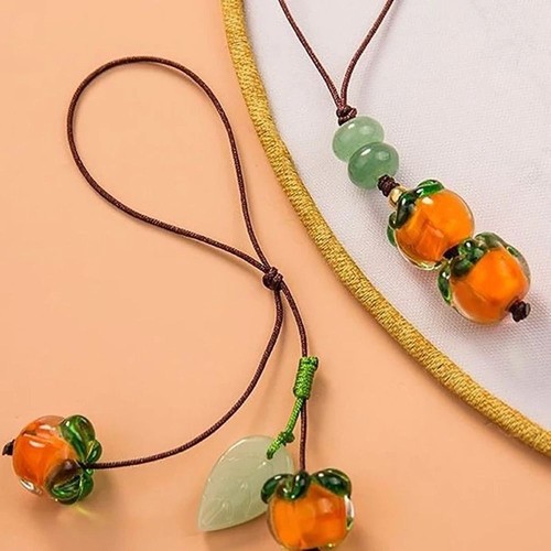Persimmon Phone Lanyard Beaded Hanging Cord Fashion Phone Case Chain Straps