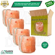 4 Pcs Himalayan Pink Salt 100% Natural Lick Blocks For Animal Wellness 6.5-8 Lbs