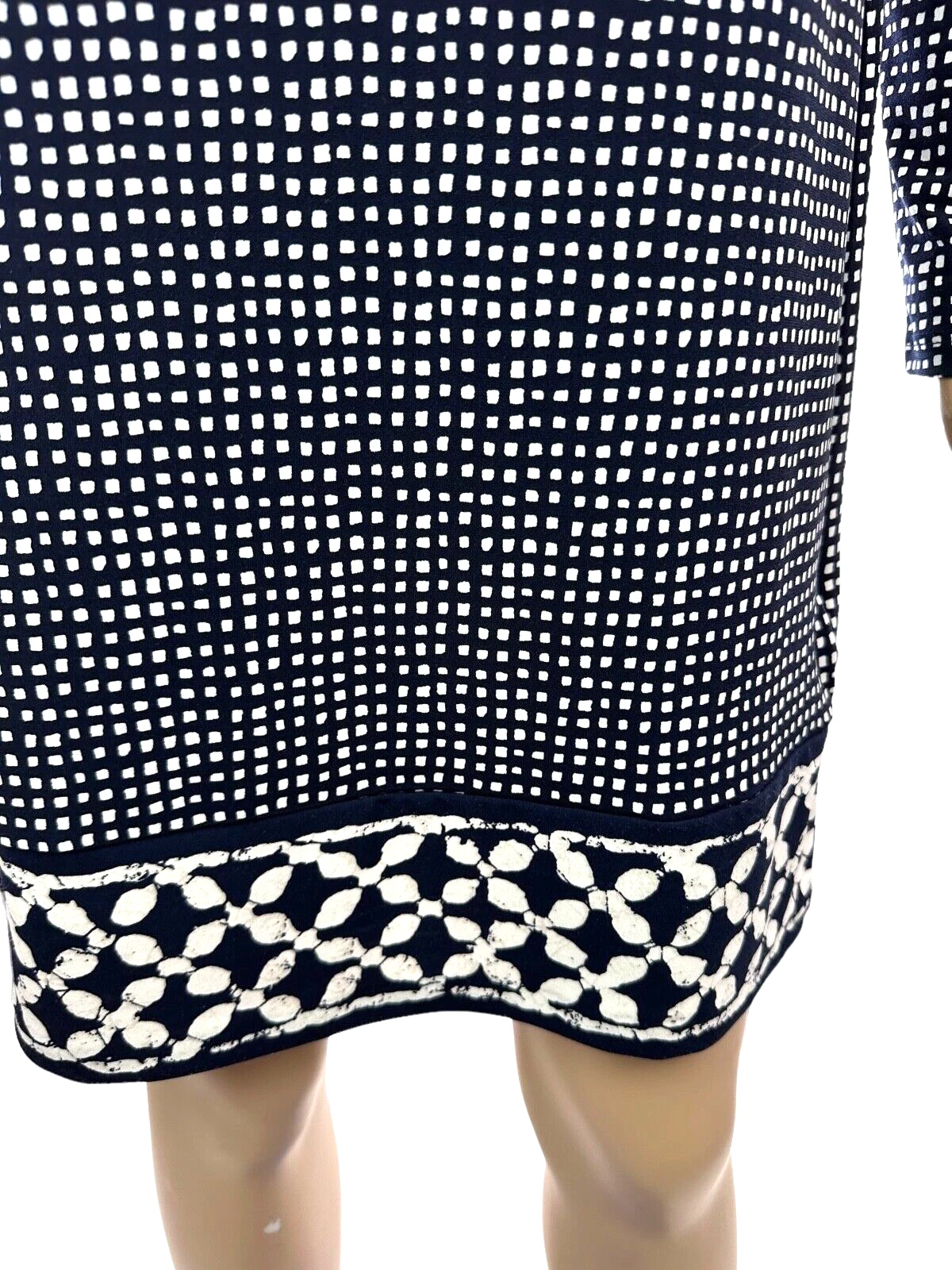 Abito tubino Michael Michael Kors taglia S blu con quadrati bianchi maniche lunghe