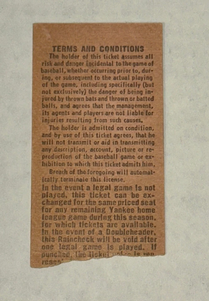 Brewers MLB Baseball Ticket Stub Day Game #2 Yankee Stadium Yount Hit 4/7/79 HOF - Image 2 of 2