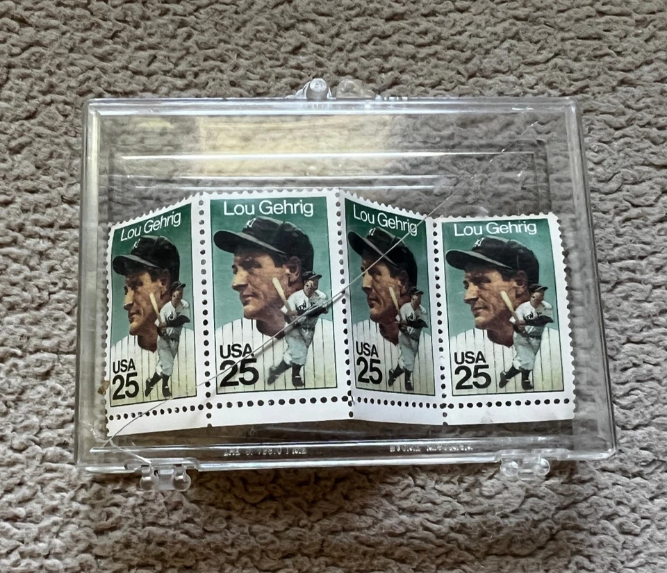 Lou Gehrig New York Yankees 25 Cent Postage Stamps 1989 - QTY 4 - Never Used - Image 3 of 3
